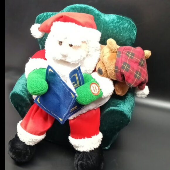 Santa Animated Reading Twas The Night Before Christmas with Teddy Bear - Picture 1 of 7